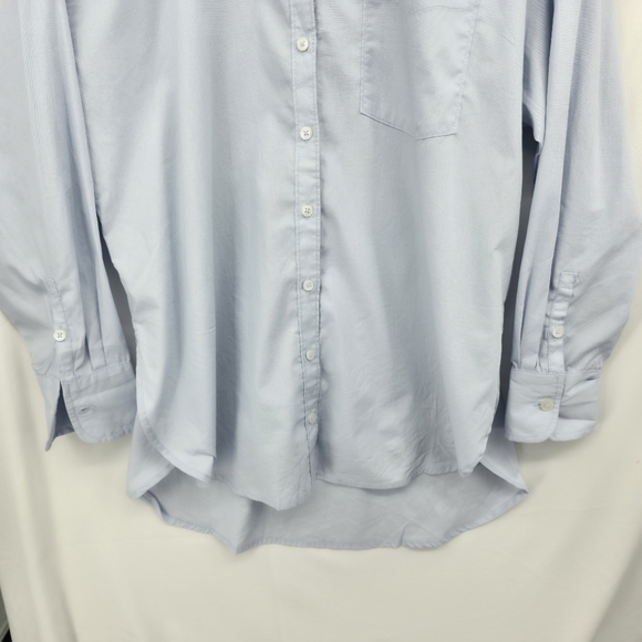Maeve Anthropologie Pastel Blue Oversized Cotton Pocket Button Down Shirt Medium - Picture 3 of 14